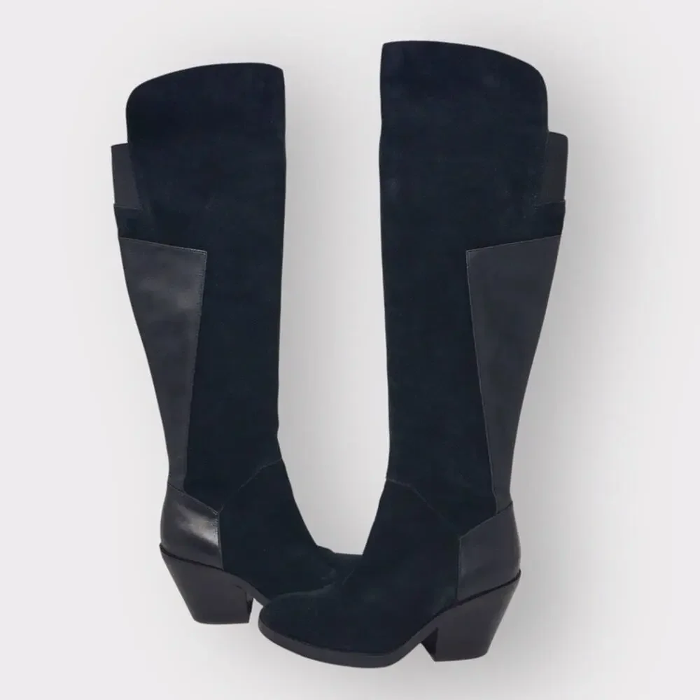 Naya Black Suede & Leather Boots Over the Knee Boots 7M
